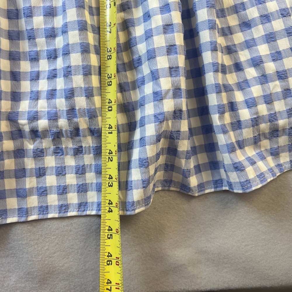 Gingham Tiered Midi Dress Womens Medium Blue White Ruffle Summer Cottagecore - Picture 6 of 10